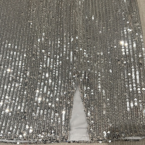 White/Silver Sequin Mini Dress - Picture 2 of 4